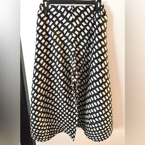 Issey Miyake Pleats Please Black and White Wide Leg Cropped Pants - Size 3 JP